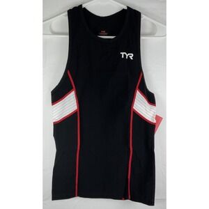 NWT Men's TYR Carbon Triathlon Tank SPF50 Stretch Compression Red & Black XS